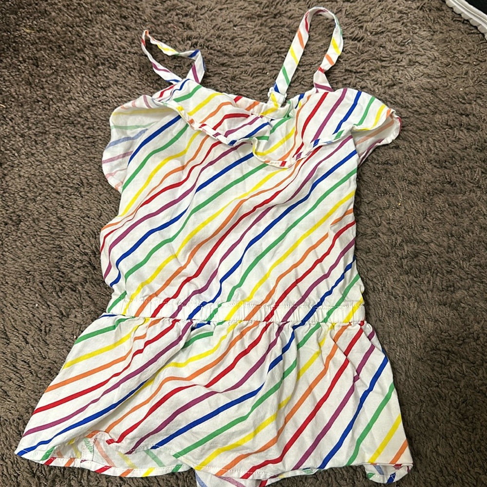 Lands end rainbow cross back spaghetti strap top with ruffle